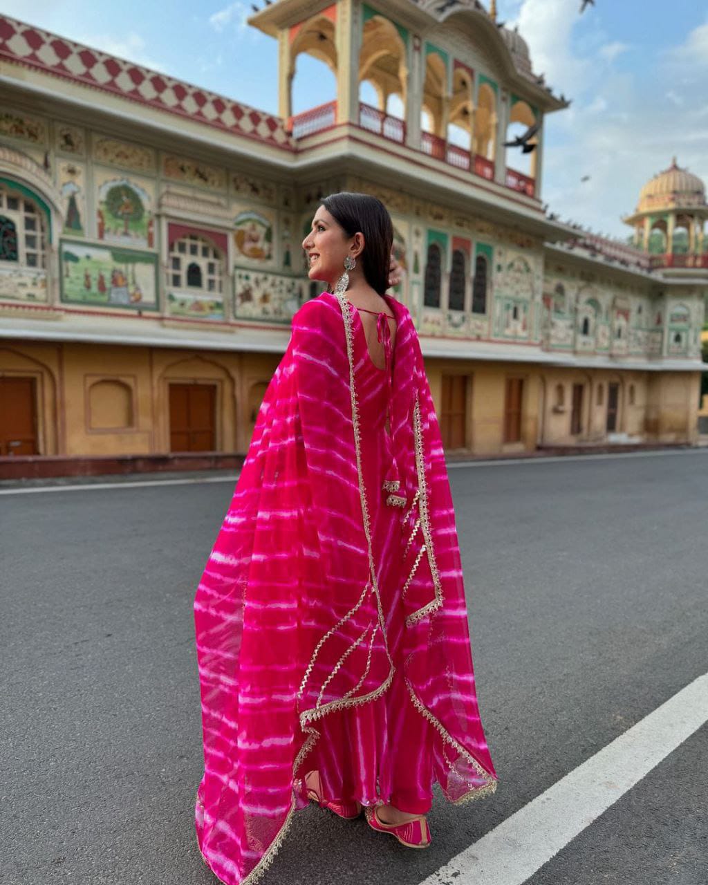 Georgette Digital Print Gown Pant With Dupatta Anarkali Gown Design