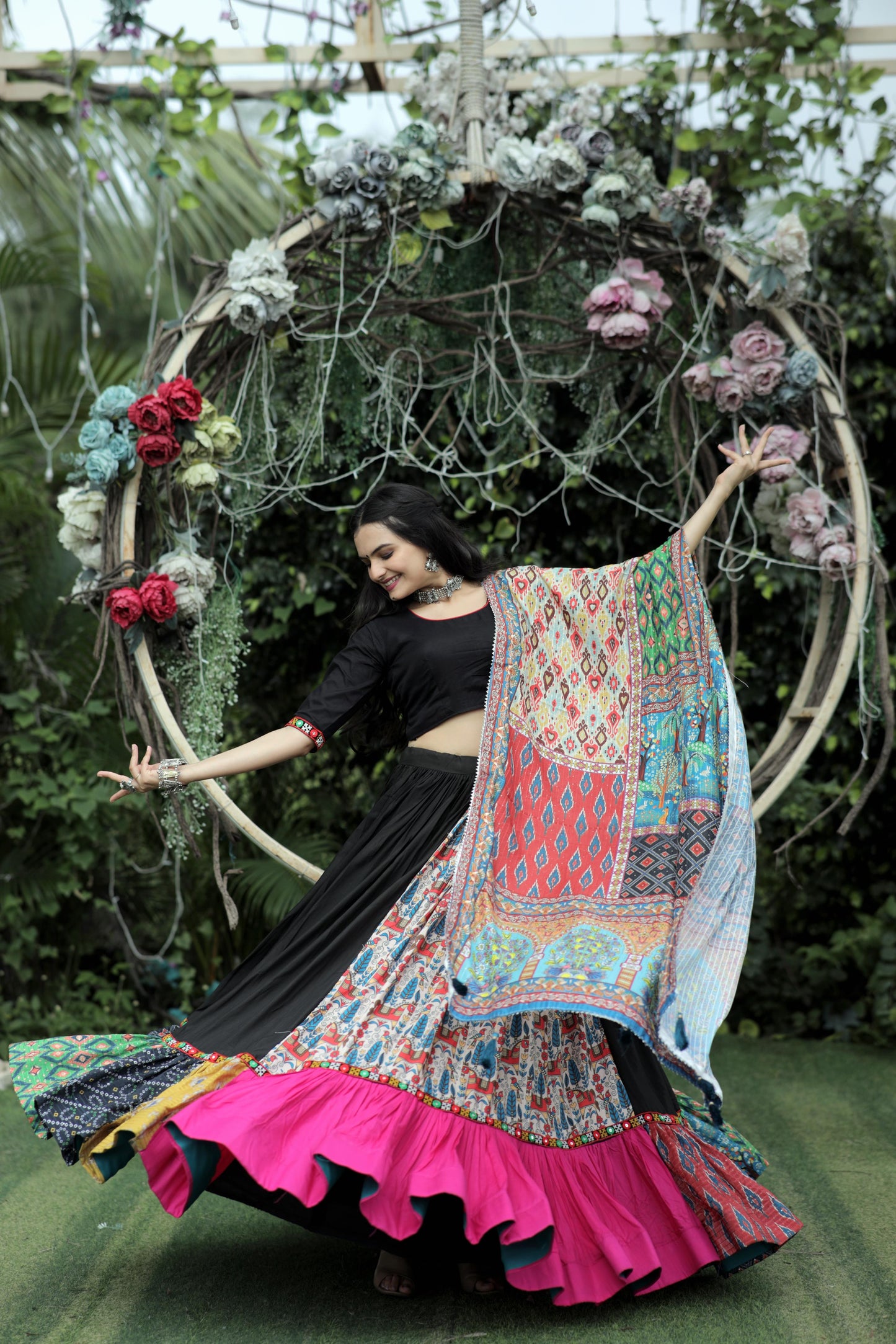 Black With Multi color Lehenga Choli