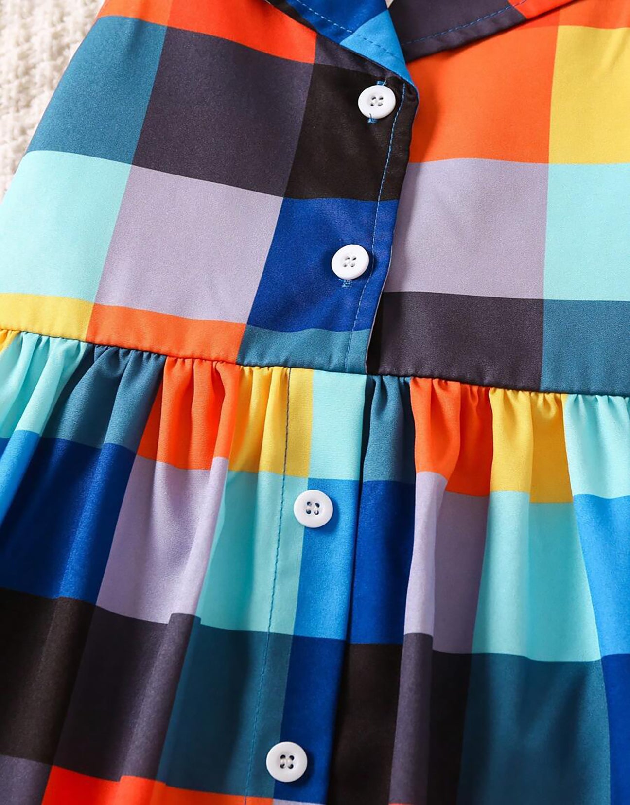 Multi Color Young Girl Collar Frock