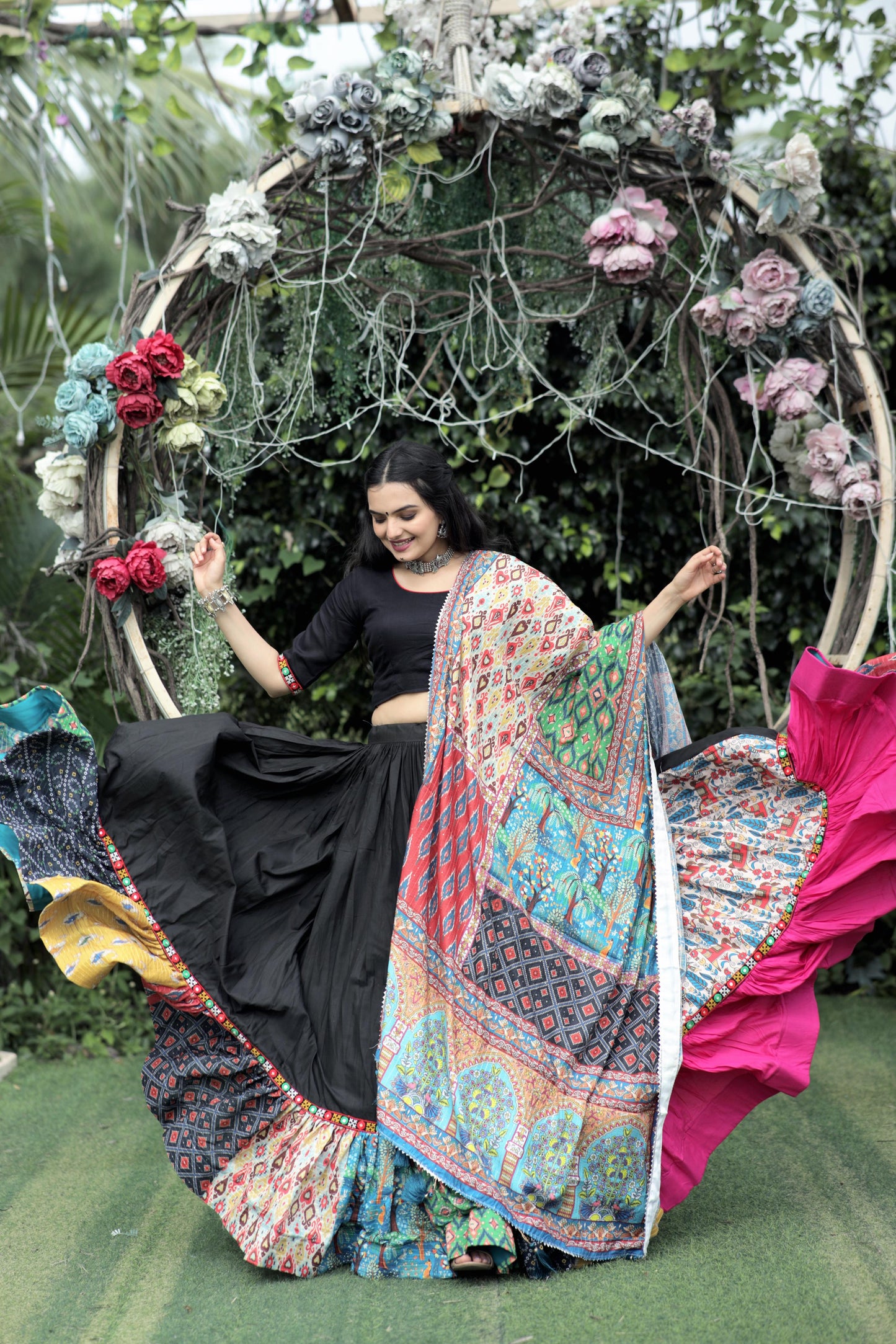 Black With Multi color Lehenga Choli