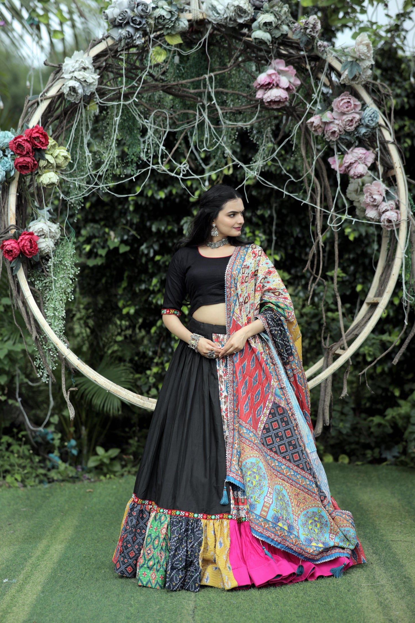 Black With Multi color Lehenga Choli
