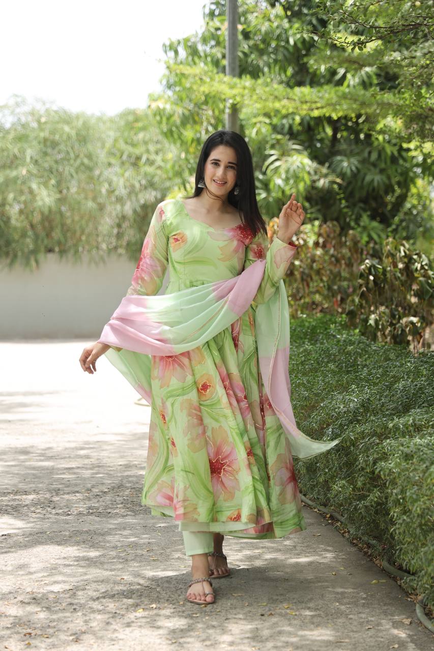 Pista Color Designer Anarkali Suit