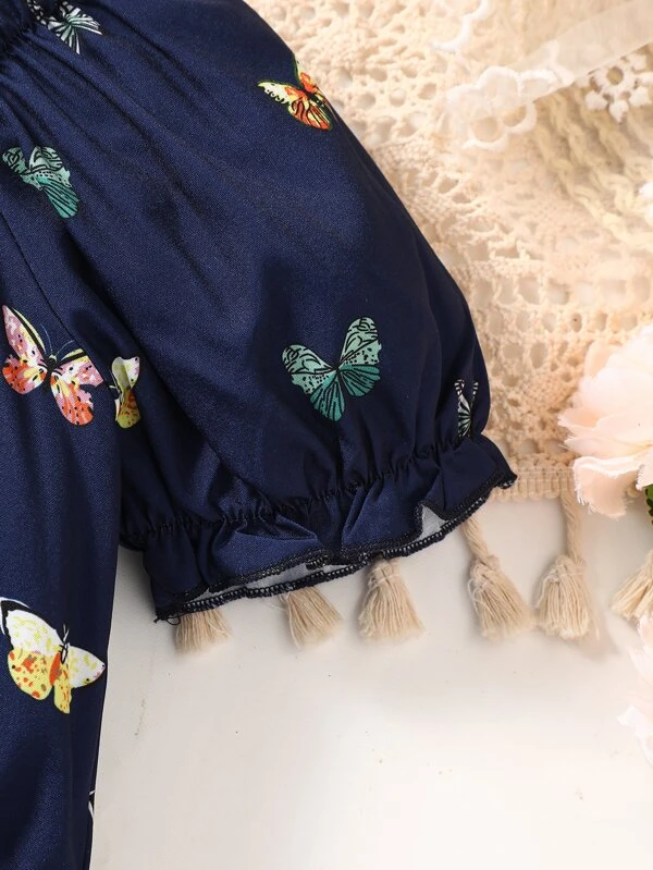 Baby Butterfly Print Top & Skirt