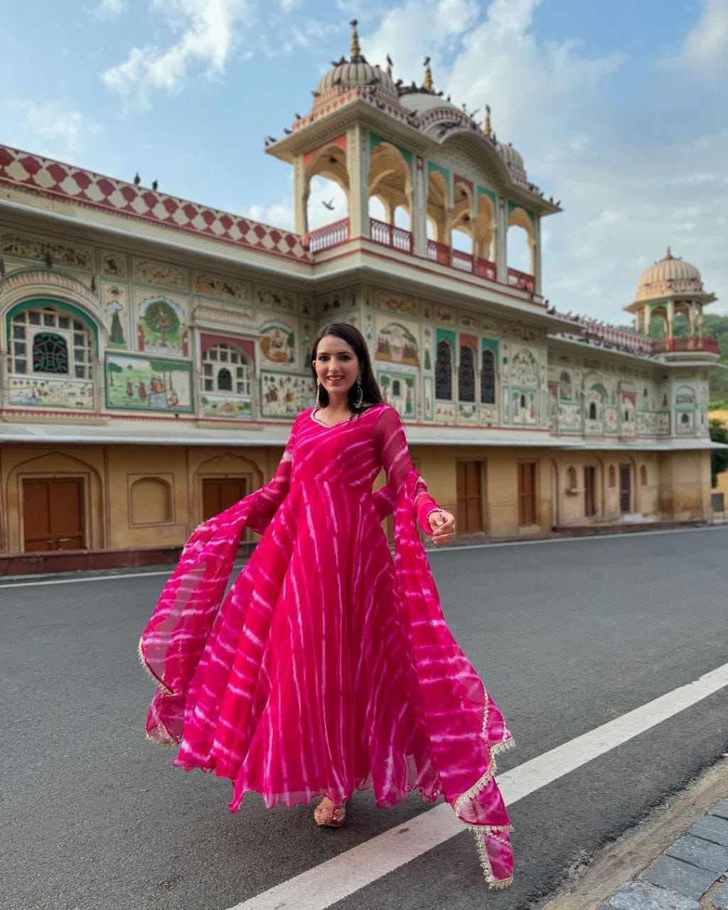 Georgette Digital Print Gown Pant With Dupatta Anarkali Gown Design