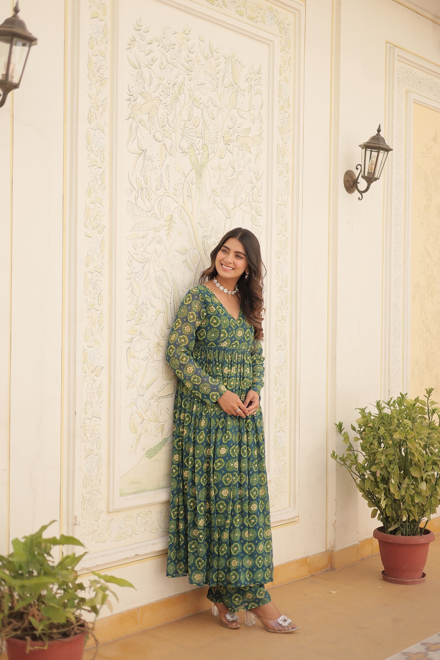 Designer Georgette With Print Multi Kurti & Plazzo