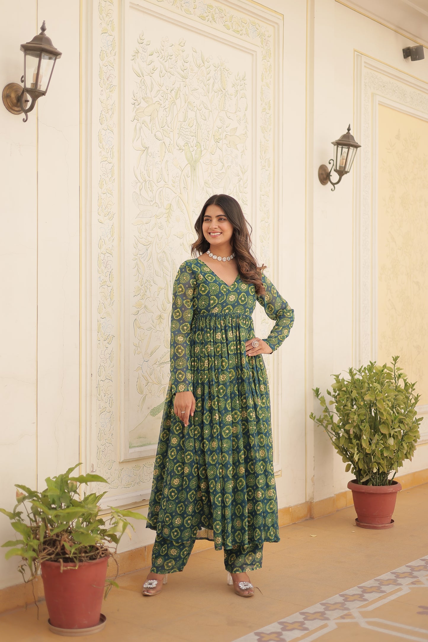 Designer Georgette With Print Multi Kurti & Plazzo