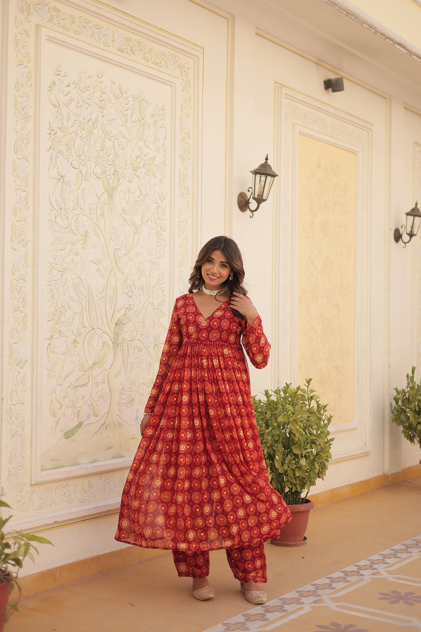 Designer Georgette With Print Multi Kurti & Plazzo
