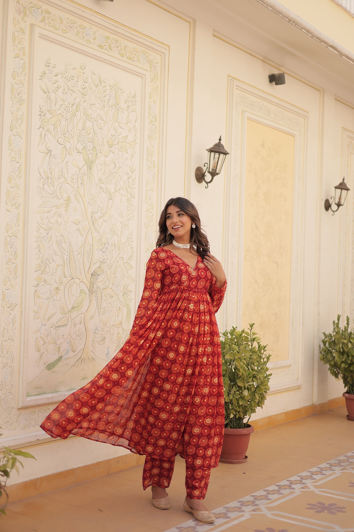 Designer Georgette With Print Multi Kurti & Plazzo
