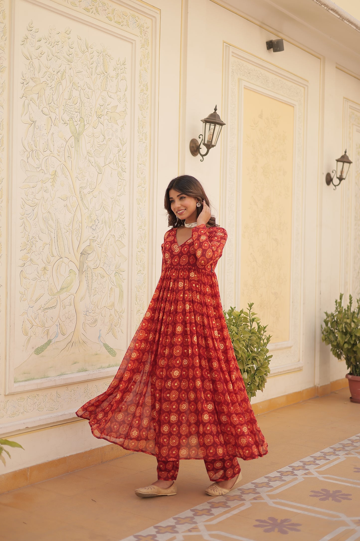Designer Georgette With Print Multi Kurti & Plazzo