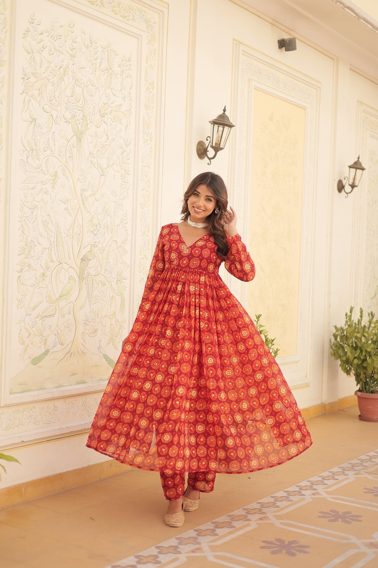 Designer Georgette With Print Multi Kurti & Plazzo