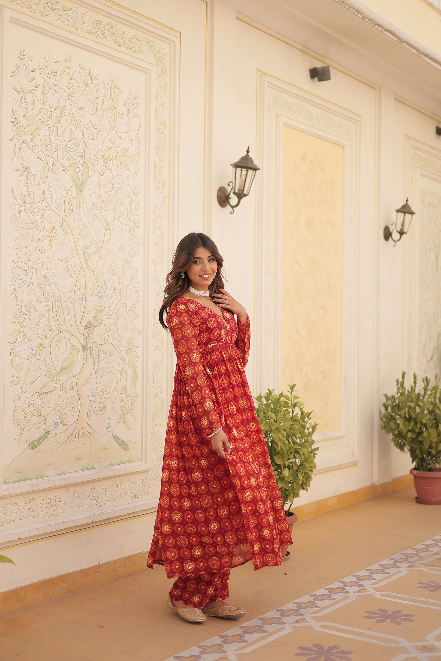 Designer Georgette With Print Multi Kurti & Plazzo