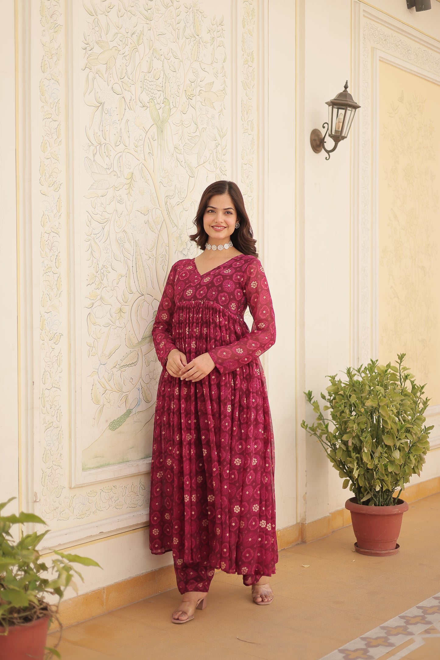 Designer Georgette With Print Multi Kurti & Plazzo