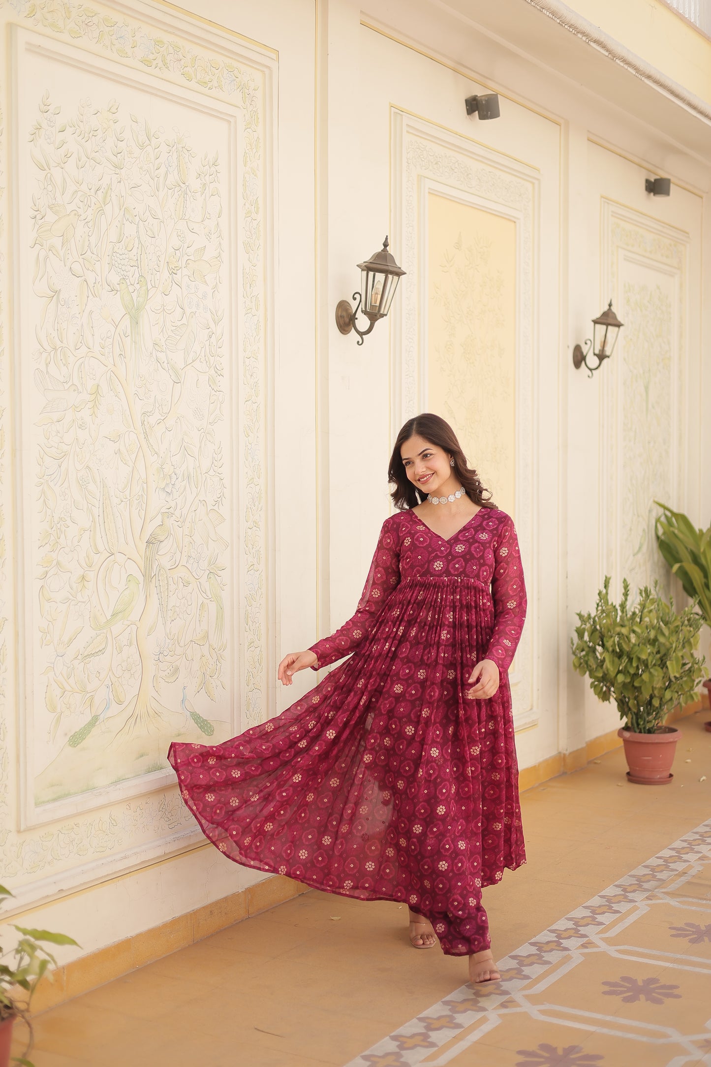 Designer Georgette With Print Multi Kurti & Plazzo