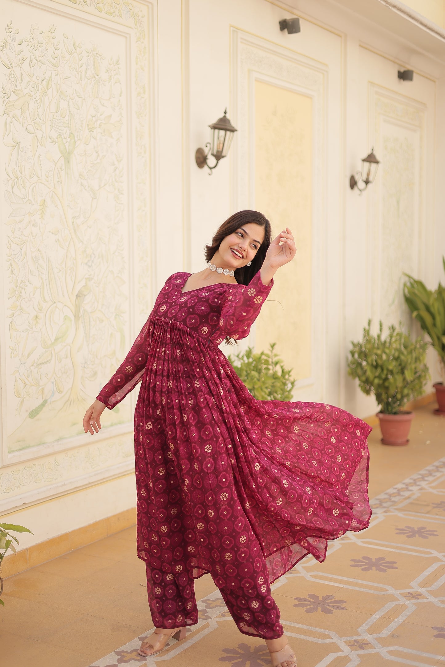 Designer Georgette With Print Multi Kurti & Plazzo