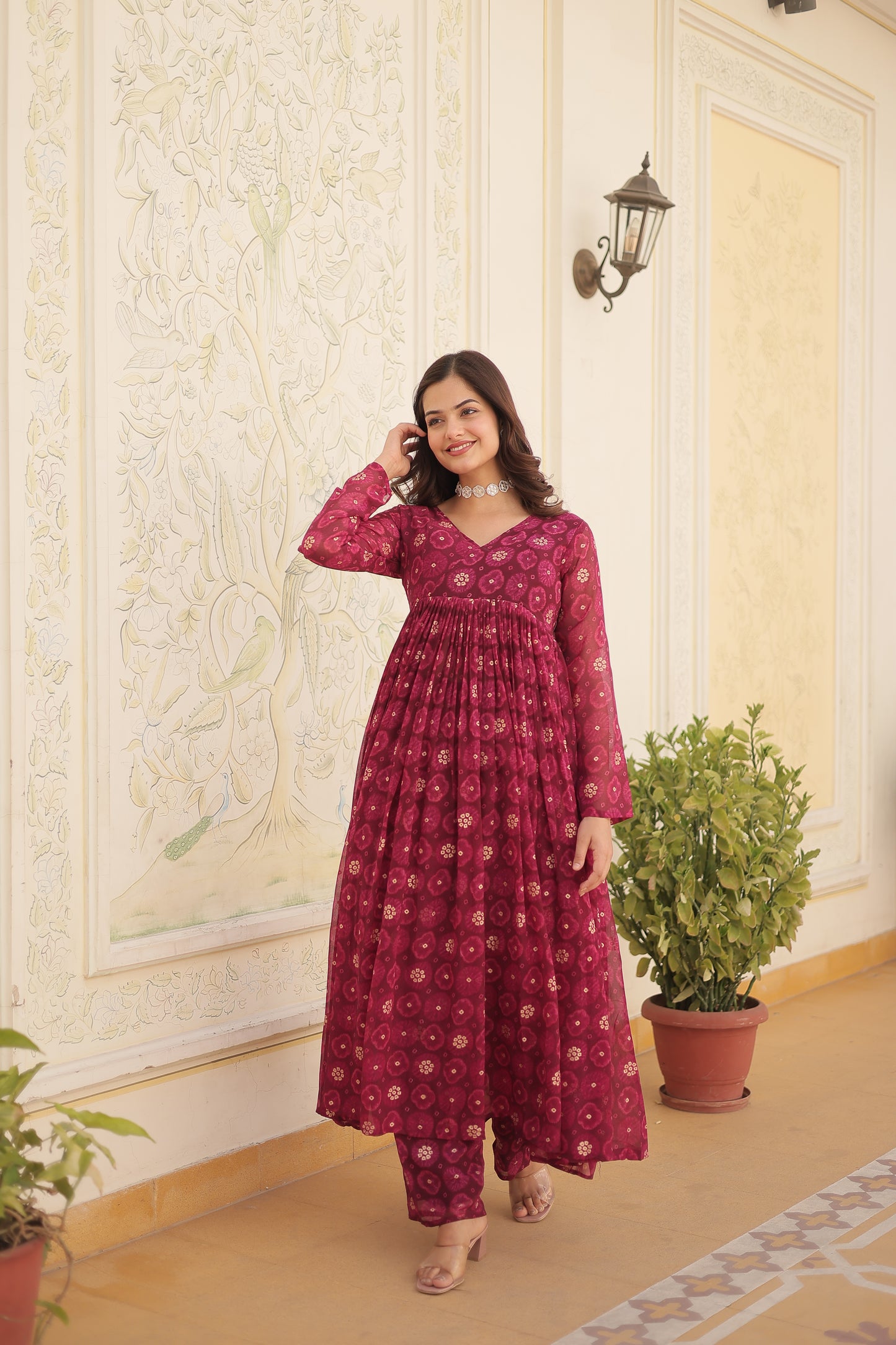 Designer Georgette With Print Multi Kurti & Plazzo