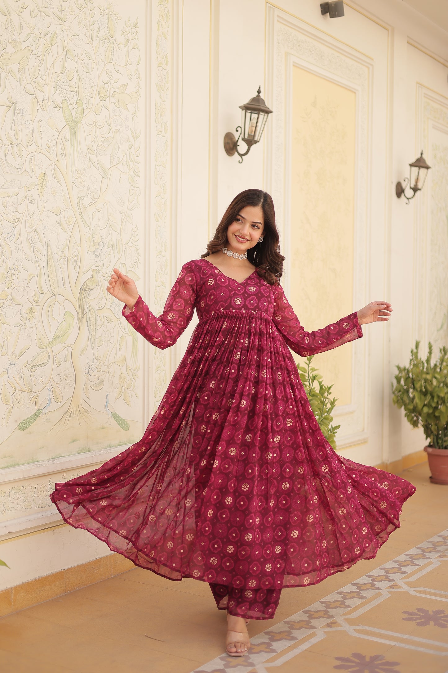 Designer Georgette With Print Multi Kurti & Plazzo