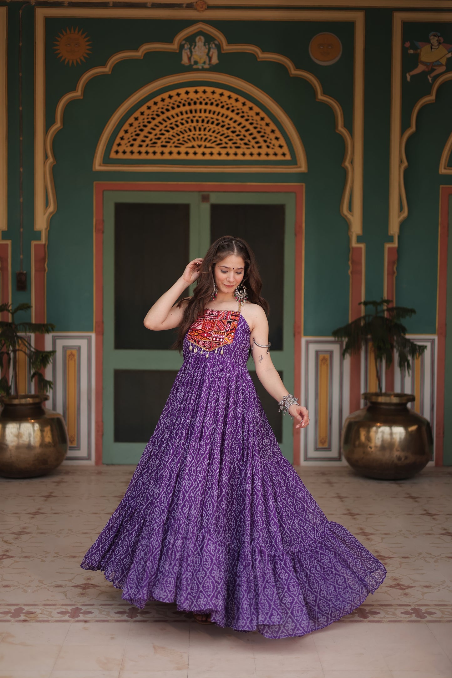 Bandhani Printed Georgette Gown