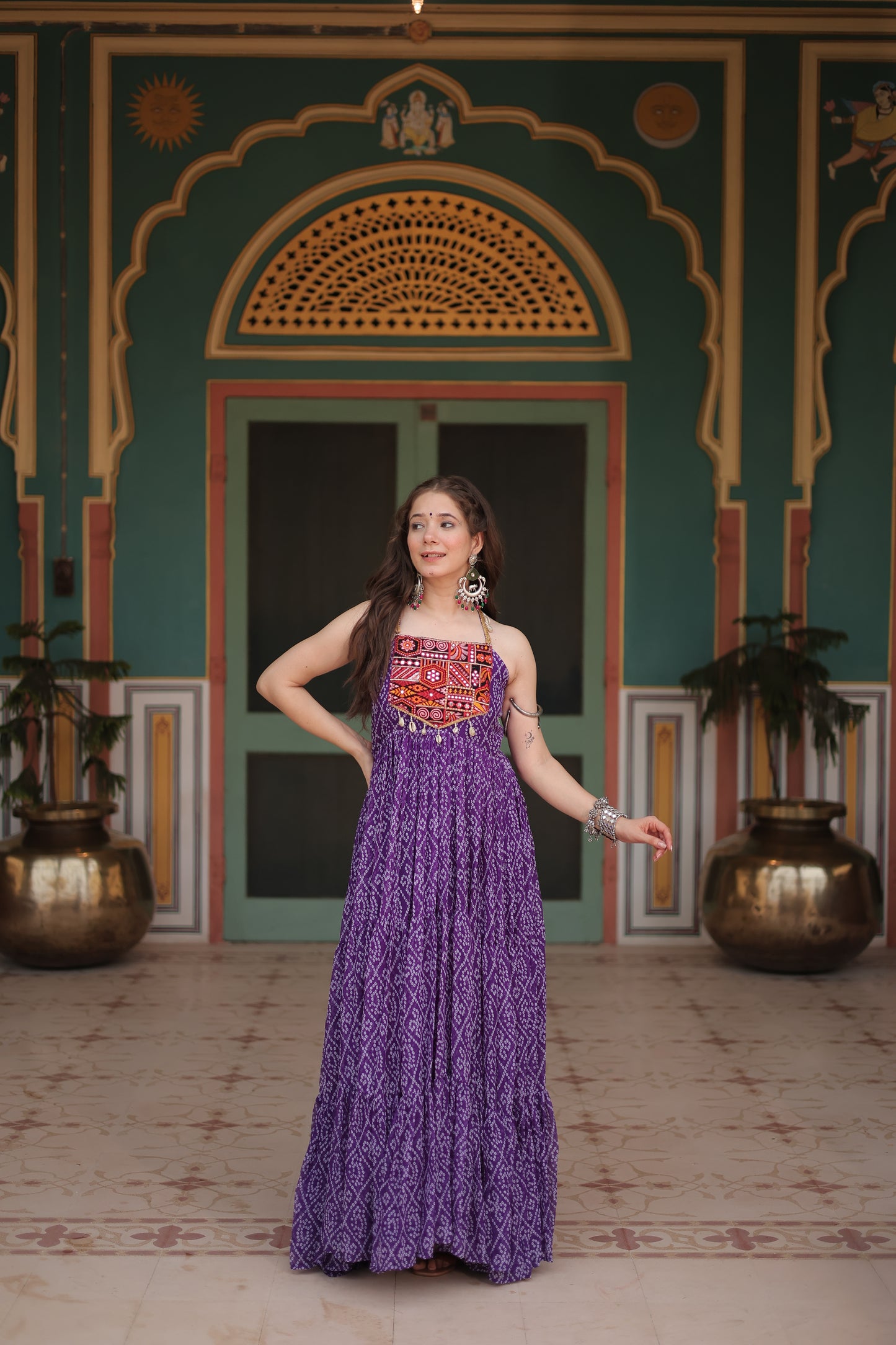 Bandhani Printed Georgette Gown