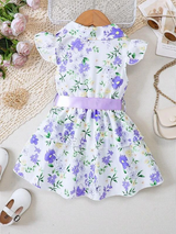 Toddler Girls Casual Dresses Floral Ruffled Sleeveless Sundress Swing Dress