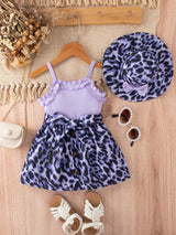 Girls Animal Print Sleeveless Casual Dress