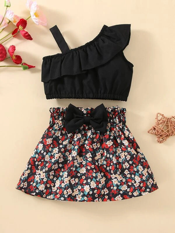 Little Girl One shoulder And Fancy Skirt