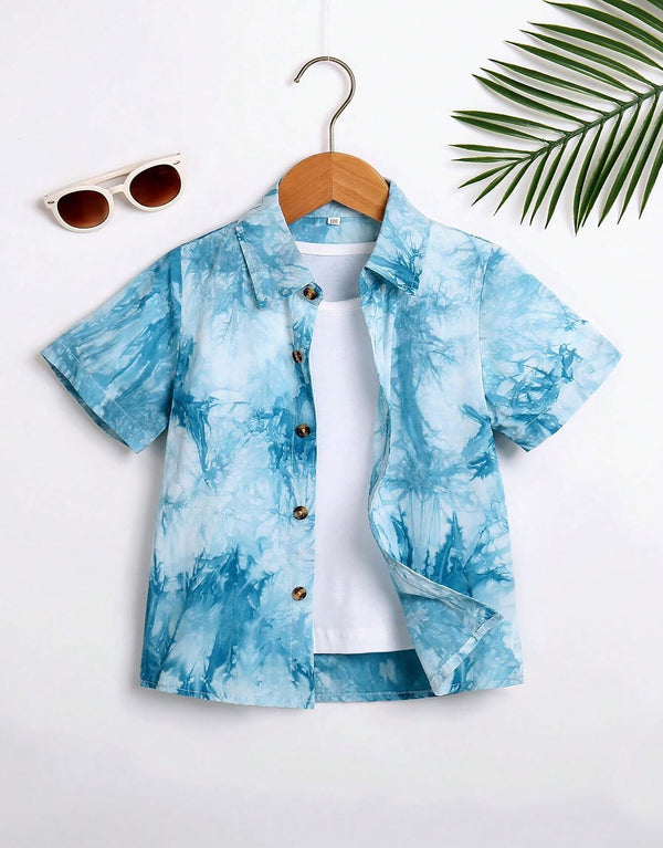 Boy's Blue Color Fit Dyed Shirt