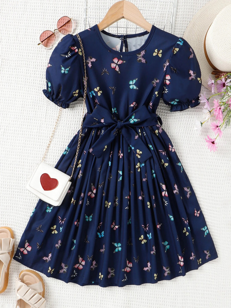 Kids Girl Cotton Sleeveless Knee Length Casual Printed Frock