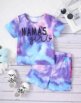 Girls Tie Dye Set Graphic T-Shirt And Short Pair