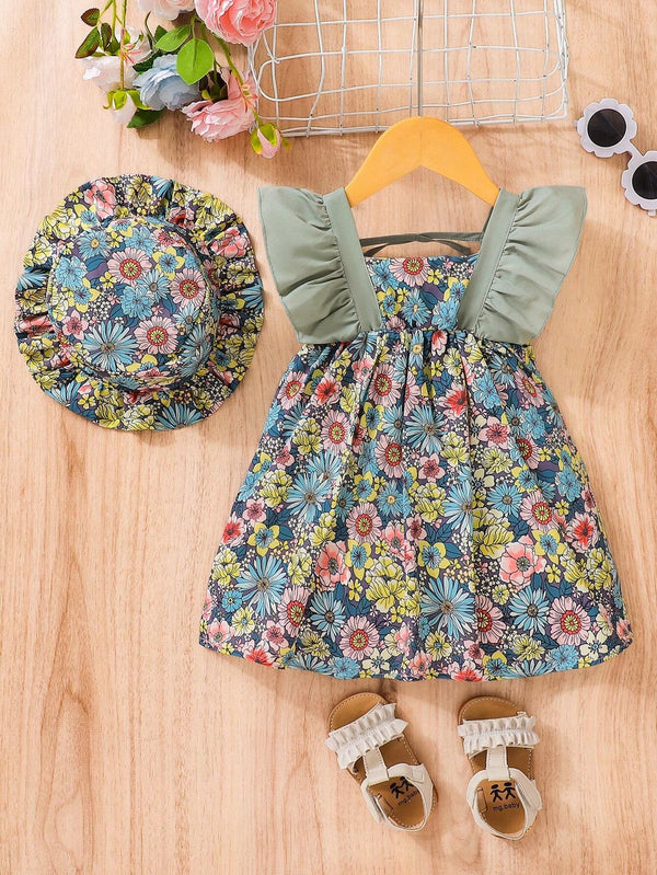 Girl Summer Patchwork Ruffle flower