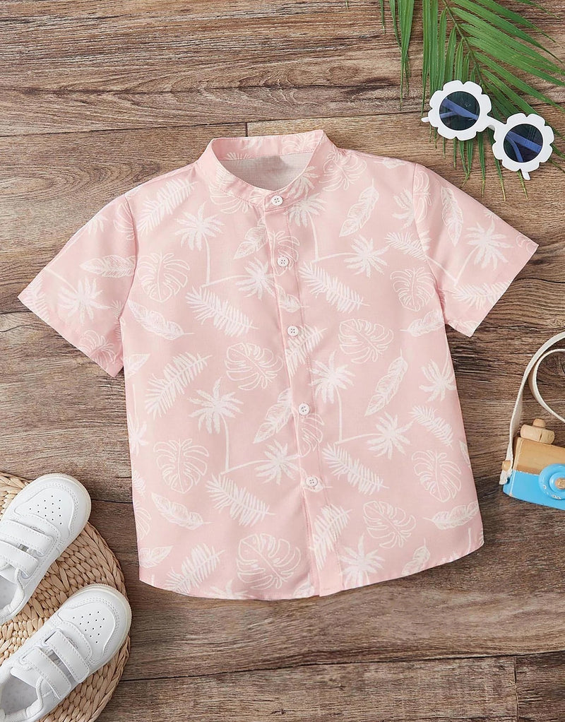 Boy's Tropical Leaf Graphic Print Shirt