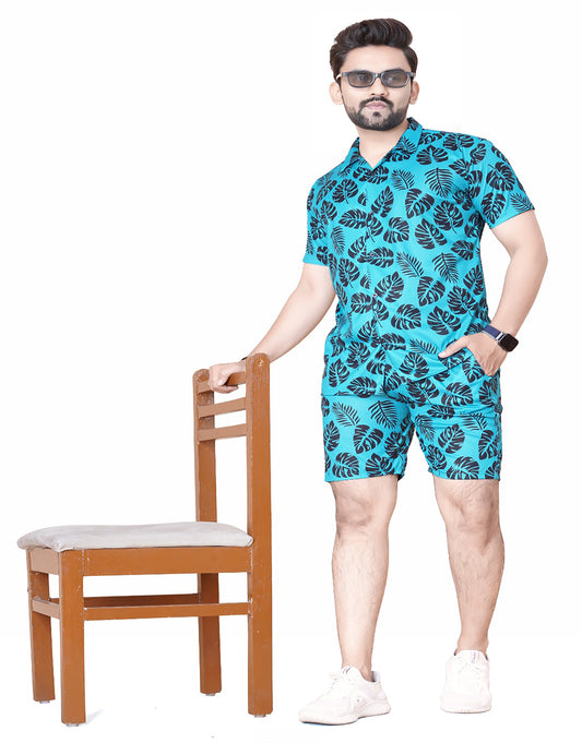 Men's Printed Blue Color Night Suit