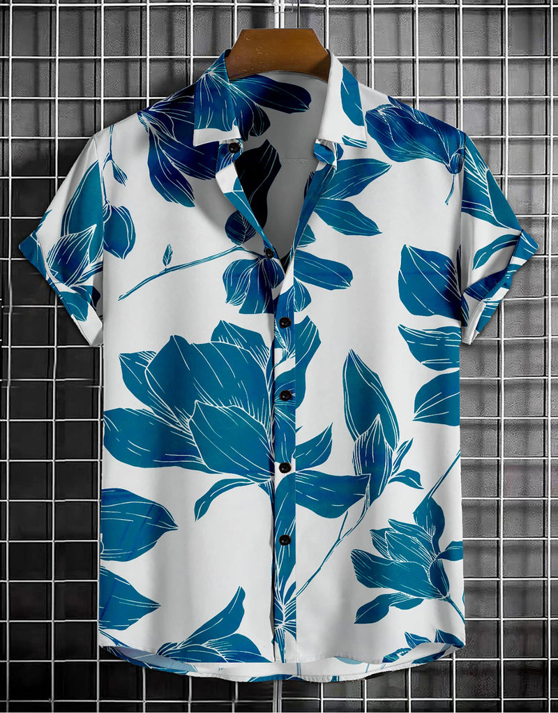 Men Printed Casual Light Blue Shirt