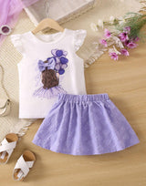 Purple Cute Tutu Skirt & Basket Floral Print