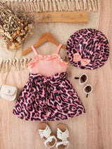 Girls Animal Print Sleeveless Casual Dress