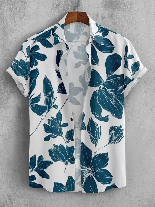 Men Printed Casual Light Blue Shirt