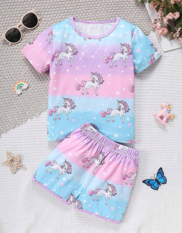 Girl's Unicorn Print Tie Dye set