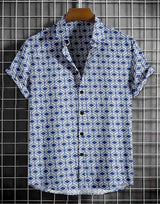 Men's Shirt Line Pattern Print Blue color