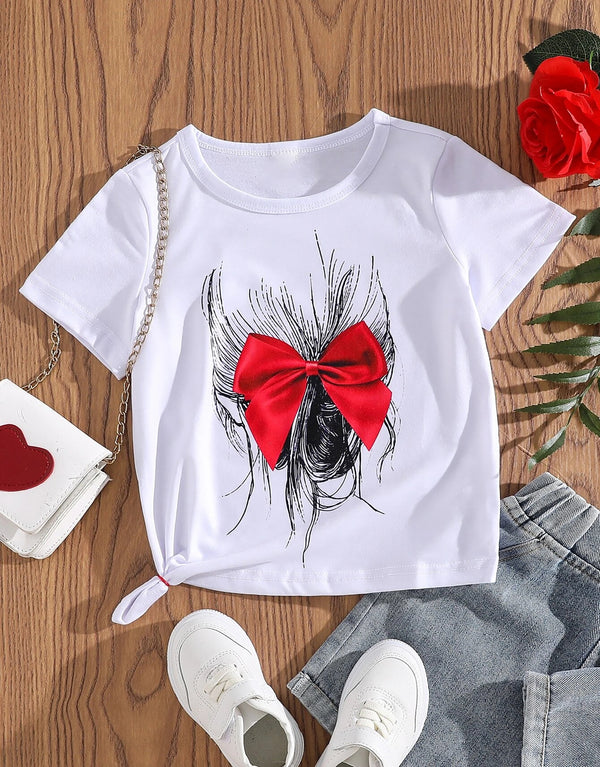 Girl's White Color T-Shirt