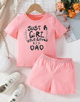 Girl's Pink Color T-shirt Short Pair