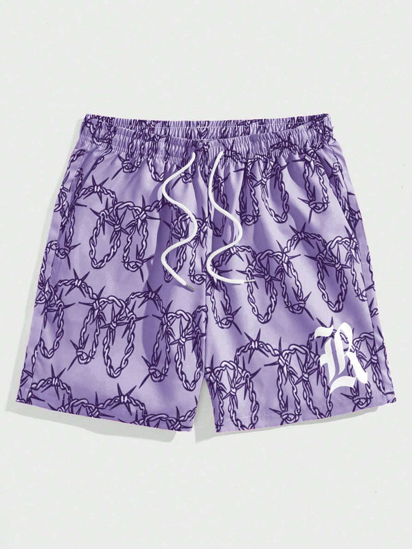 Men's Stylish Purple Printed Short