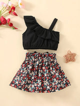 Little Girl One shoulder And Fancy Skirt