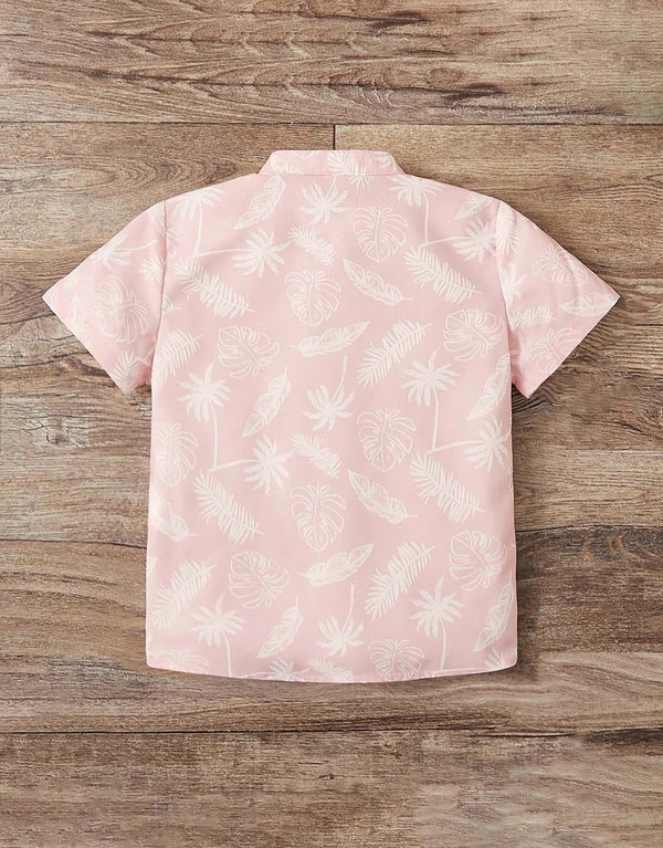 Boy's Tropical Leaf Graphic Print Shirt