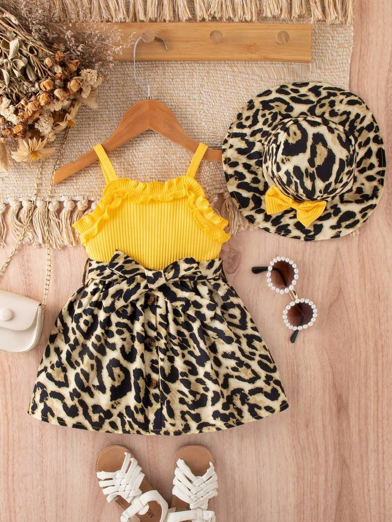 Girls Animal Print Sleeveless Casual Dress