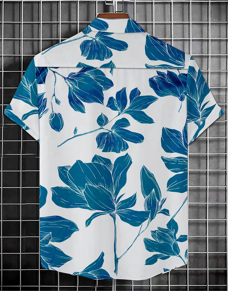 Men Printed Casual Light Blue Shirt