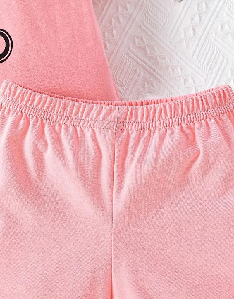 Girl's Pink Color T-shirt Short Pair