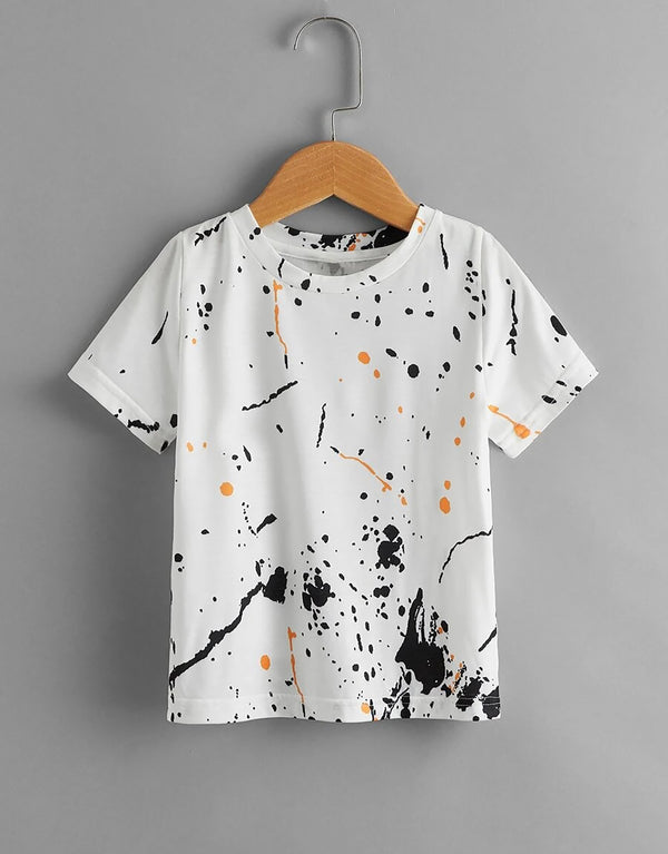 Boy's White Printed T-Shirt