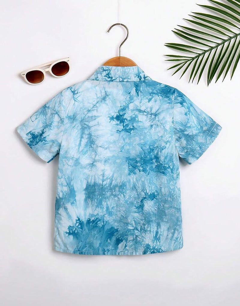 Boy's Blue Color Fit Dyed Shirt