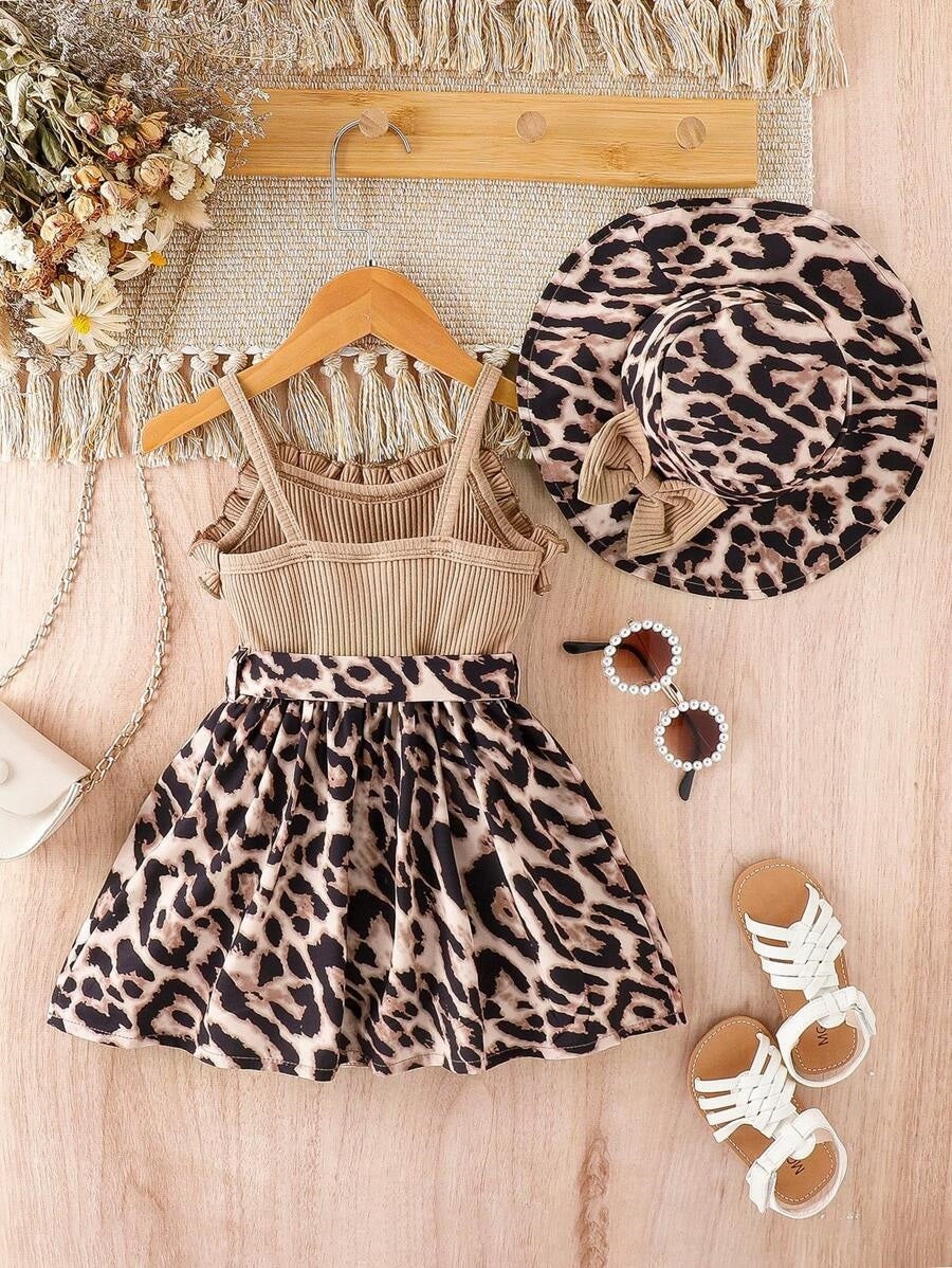 Girls Animal Print Sleeveless Casual Dress