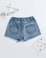 Girls Ripped Hem Denim Shorts