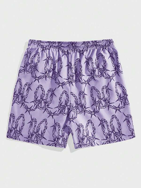 Men's Stylish Purple Printed Short